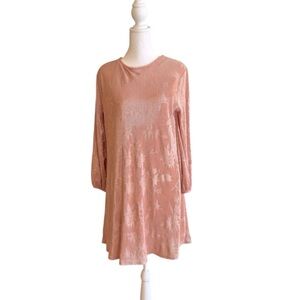 Urban Outfitters Pink  Swing Dress Open Back Long Sleeve Size S